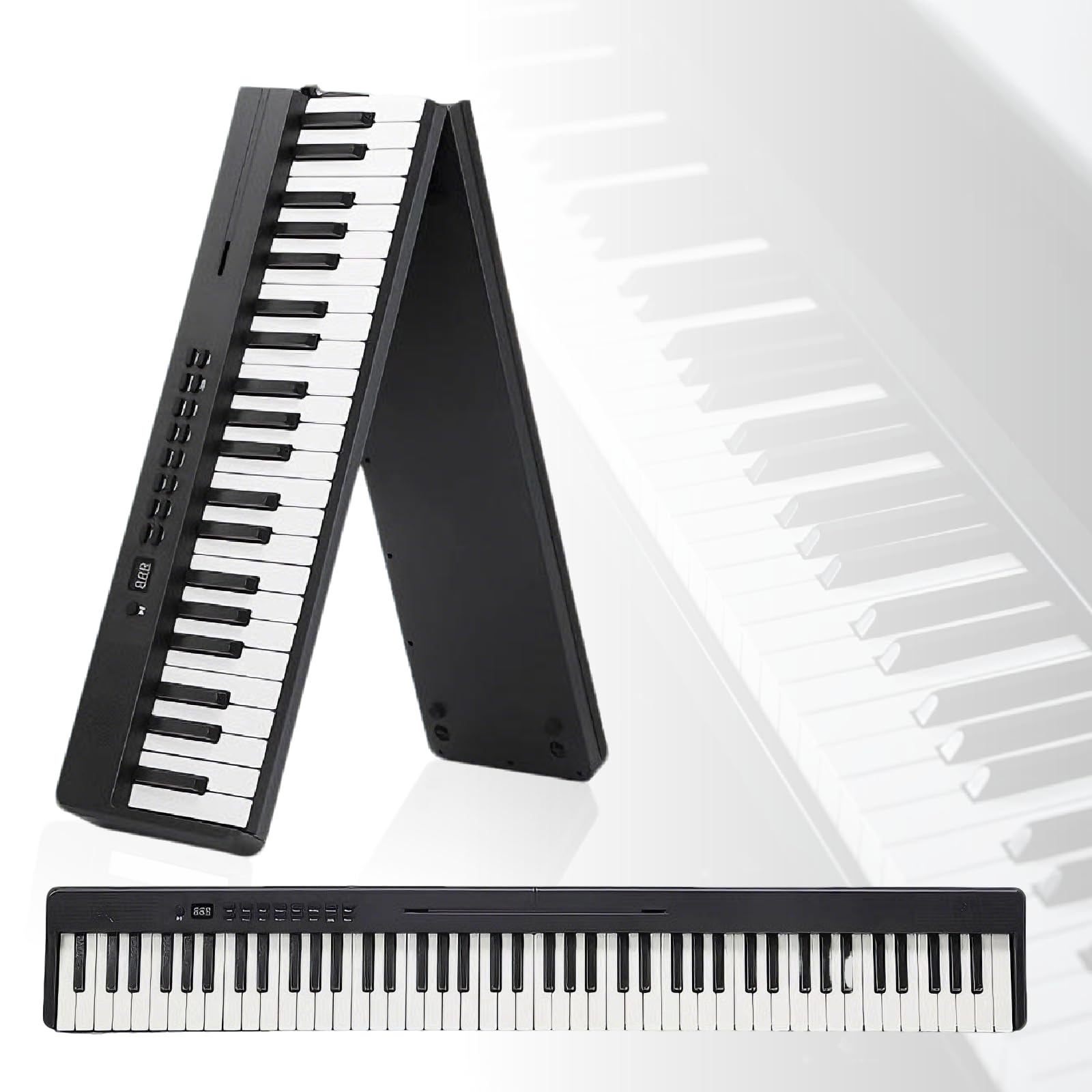 Składane pianino z 88 klawiszami, pełnowymiarowa przenośna klawiatura cyfrowego pianina z łącznością bezprzewodową Bluetooth, 128 brzmieniami, interfejsem MIDI i pokrowcem na pianino.