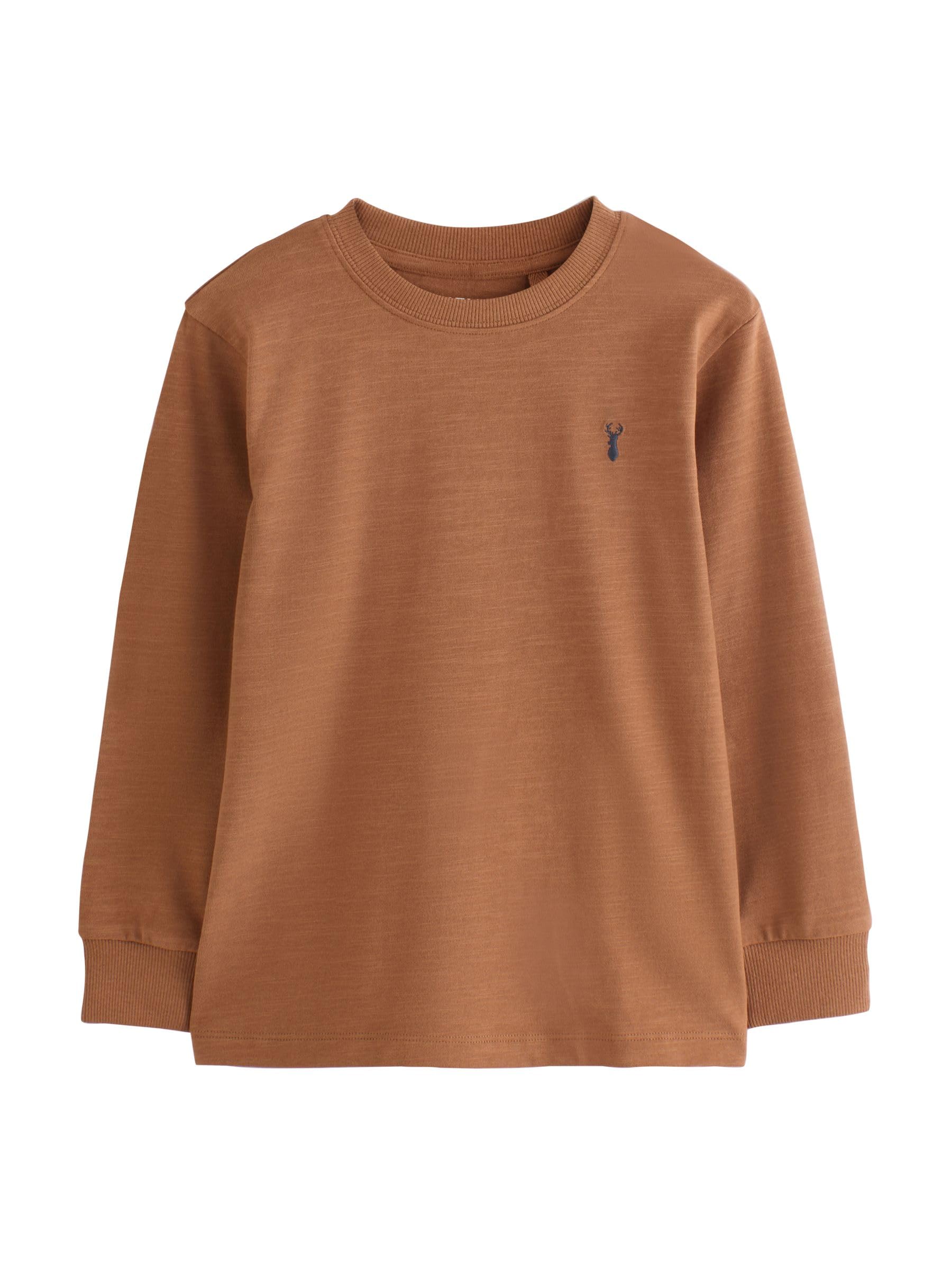 NEXT Ragazzo Confezione da 4 Magliette comode a Maniche Lunghe con Logo del Cervo