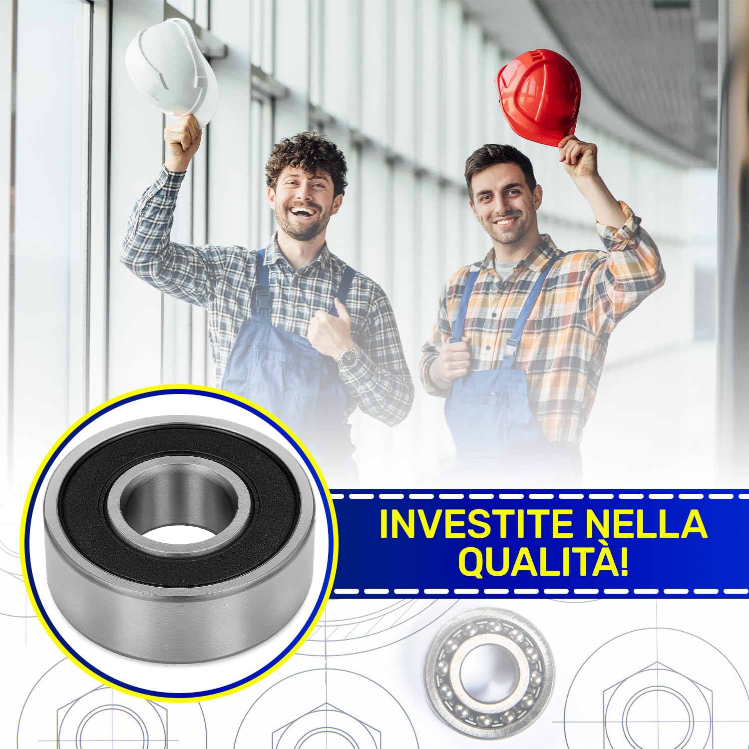 4 Pezzi Cuscinetti a Sfera 608 2RS per il Motore con Dimensione 8x22x7 mm - MONTERAL