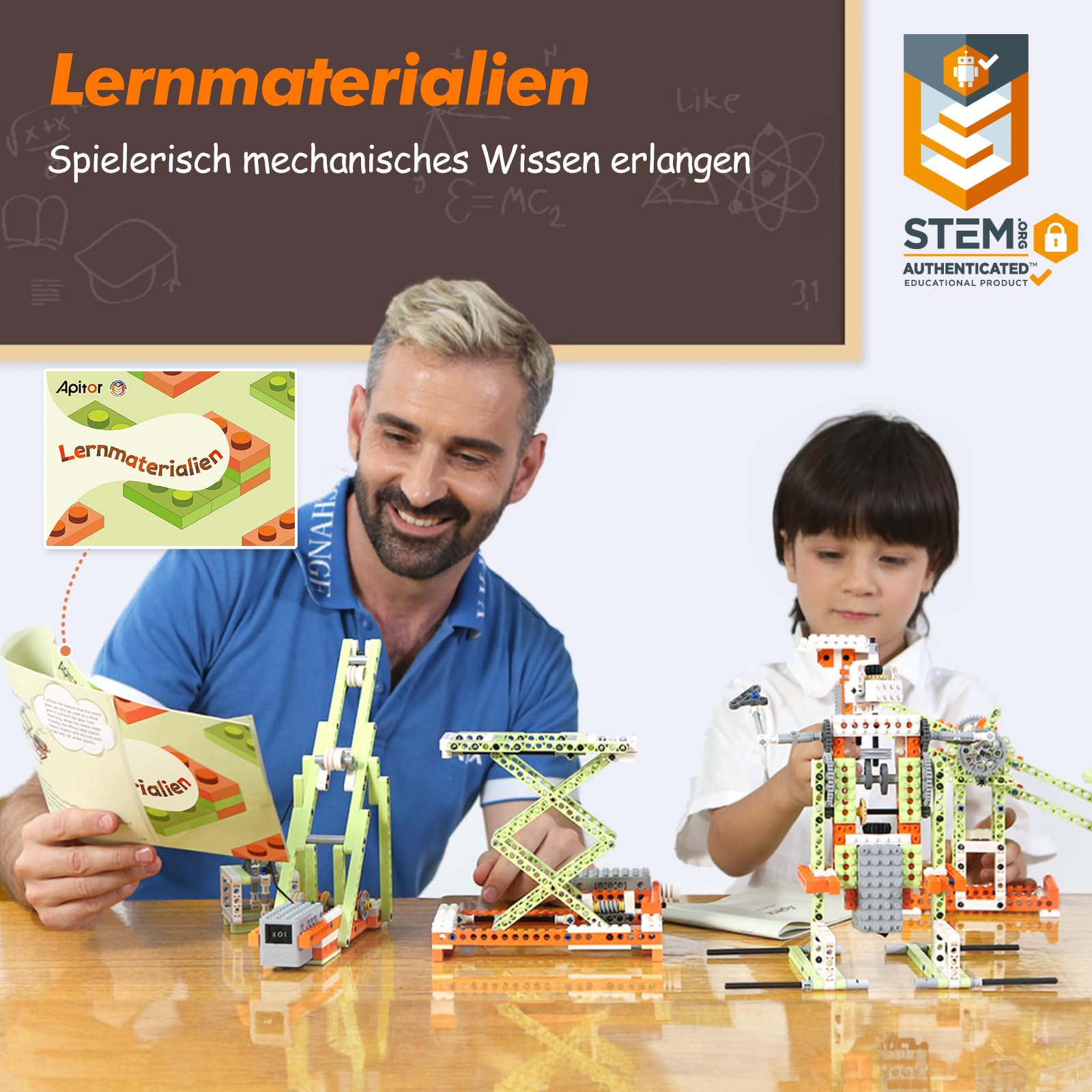 Apitor Robot E: Mint-Baukasten für Kinder ab 8 Jahren,14-in-1 DIY-Roboter, Mechanik Faszinierend Erklärt, Lernspielzeug für physikalisches Wissen für Jungen Mädchen (218 Teile)