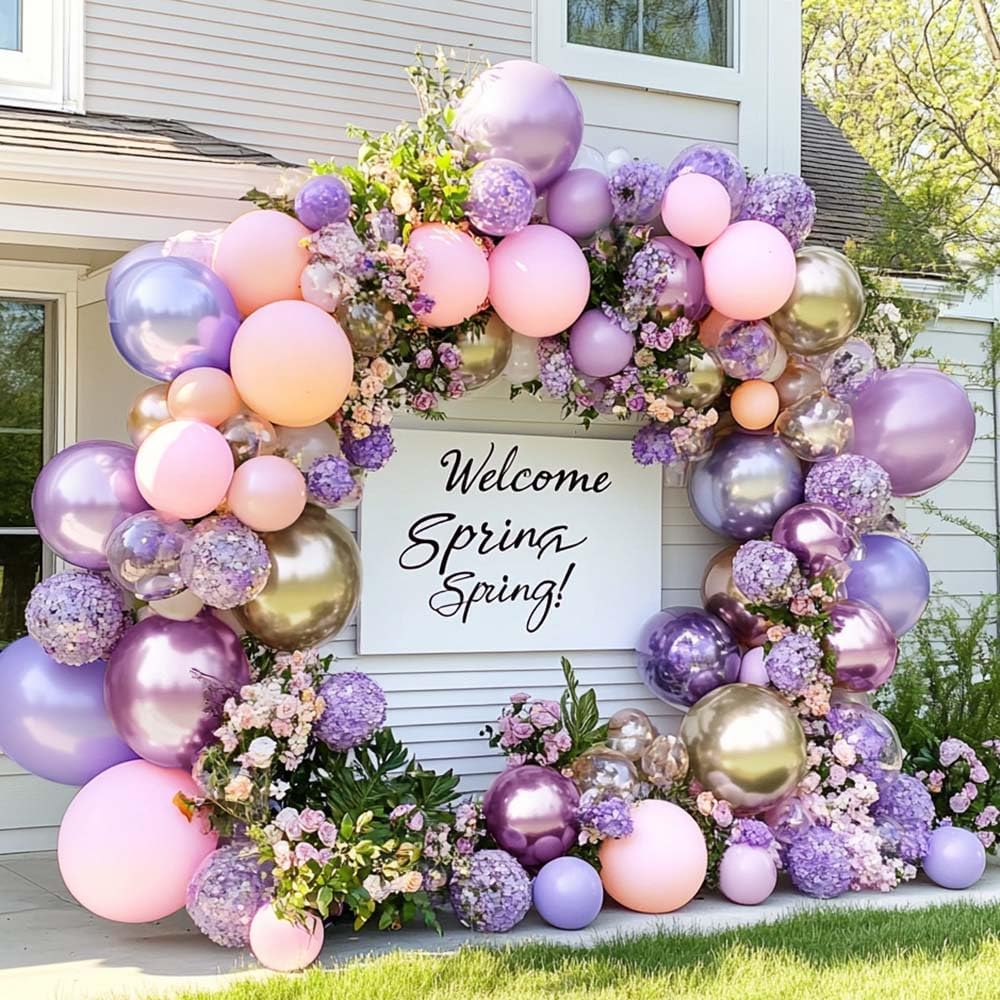 Halloween Balloon Arch DOUBLE STUFFED Pearl Purple Pink Balloon Garland Kit Different Size for Birthday Baby Shower Halloween Party Decoration