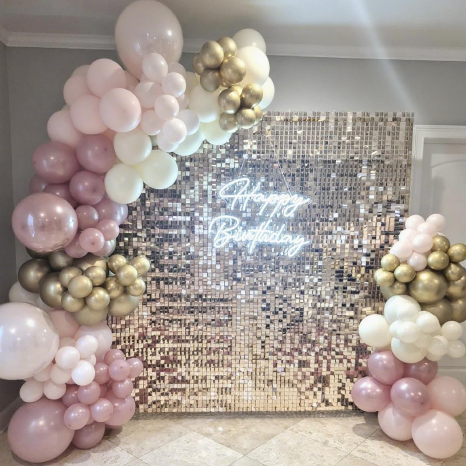 2.5M & 1.5M Ballonbogen Kit with Champagner Gold Schimmer Wand Hintergrund, für Hochzeit, Geburtstag, Graduierung, Jahrestag, Weihnachten, Halloween