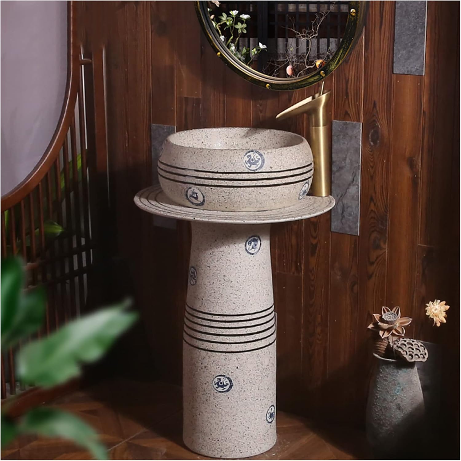 EliteBloom Pedestal Sink 16"X16" Modern Ceramic Bathroom