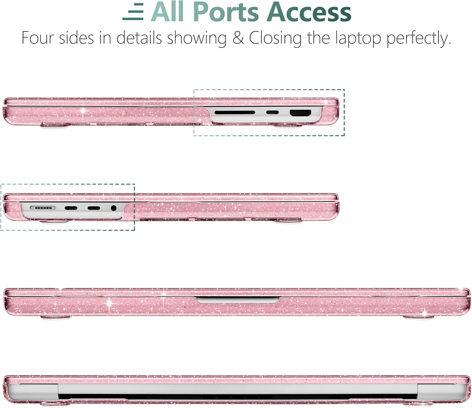 DONGKE Compatible with M5 MacBook Pro 14 inch Case M4 M3 M2 M1 2025 2024-2021 A3434 A3112 A3401 A3185 A2918 A2992 A2779 A2442 Pro Max with Touch ID, Plastic Hard Shell Cover, Bling Glitter Pink - Image 8
