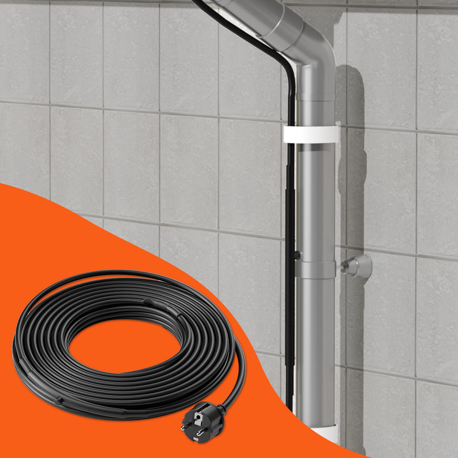 VEVOR Cable Calefactor Autorregulable para Tuberías 5,5 m y 16,4 W/m Cinta Calefactora para Tuberías, Descongelación de Nieve en Tejados, Protección contra Congelación de Canalones y Tuberías