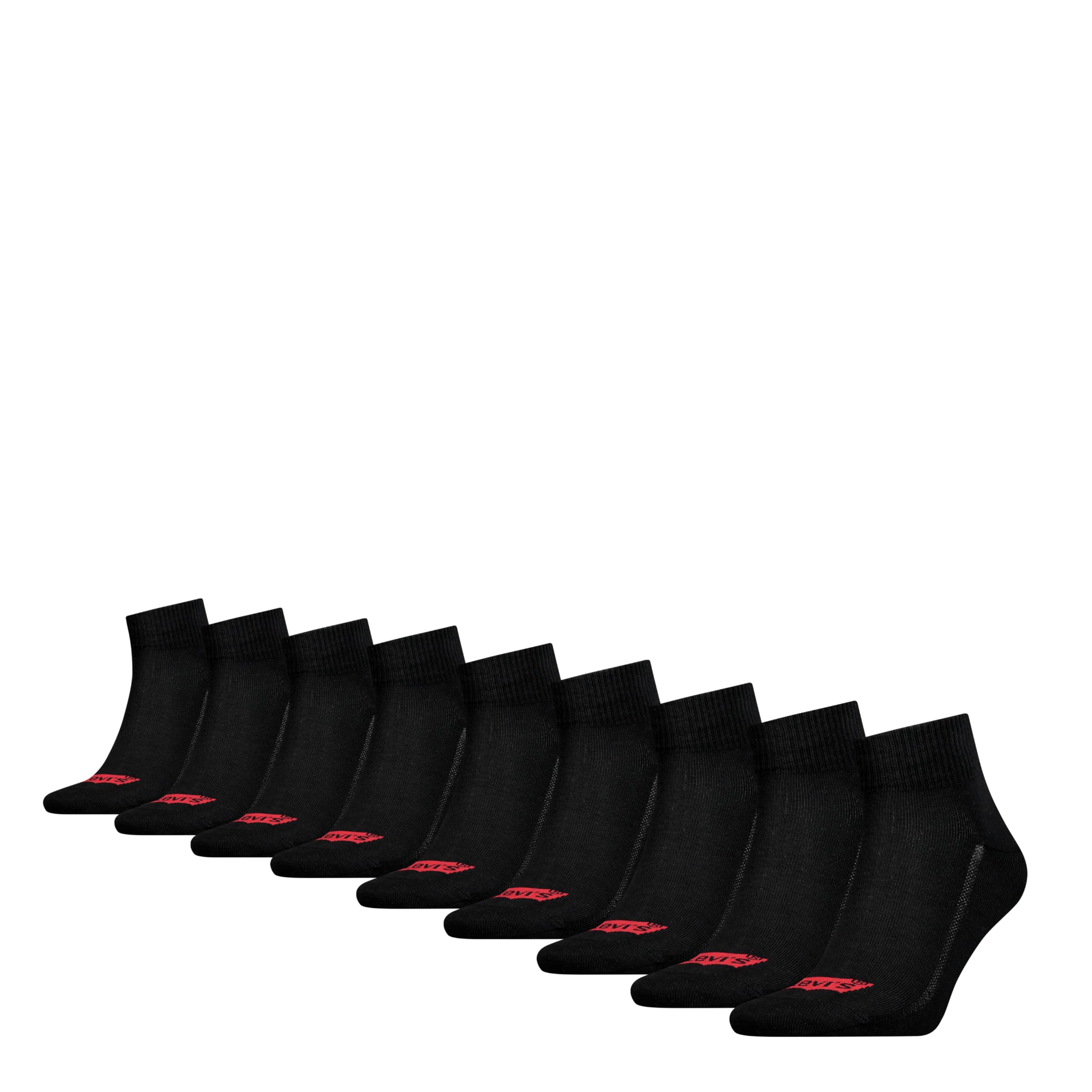 Levi's Mid Cut Batwing Logo Legwear, Black, 35-38 (Pack of 9)
