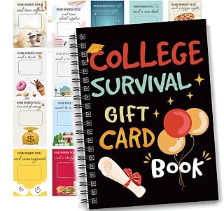 College Survival Gift Card Book, 7 x 5 Inch Graduation Gift Card Book, 2026 College Survival Booklet Organizer Leaving Home High University School Birthday Care Package Cash Holder