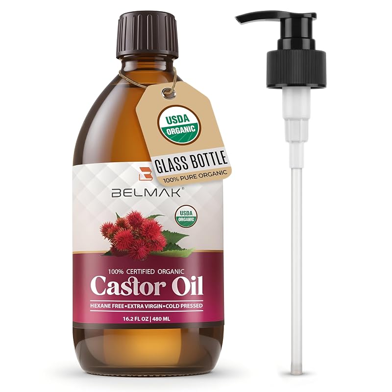 Óleo de rícino BELMAK orgânico, prensado a frio e não refinado, sem hexano
