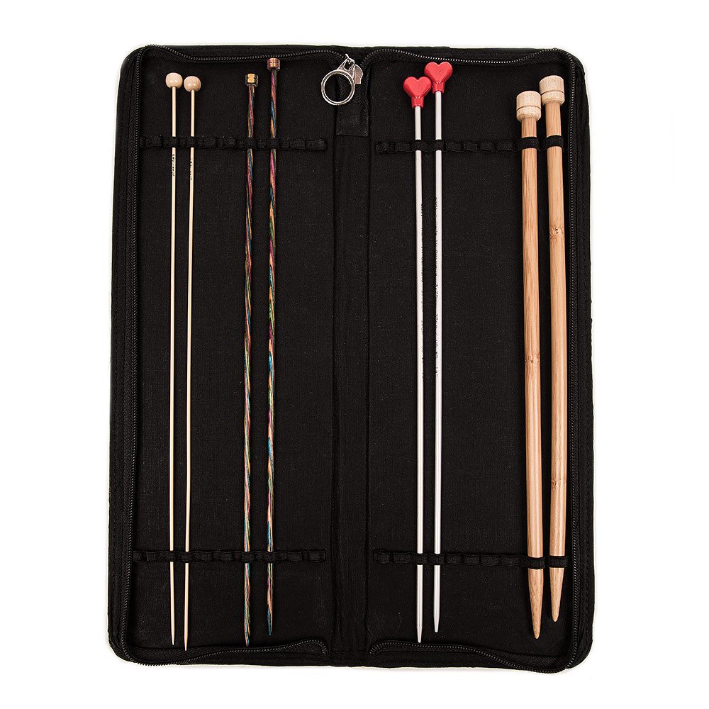 KnitPro KP10742 Fabric Knitting Pin Case: Black Jacquard Hard: 35 CM