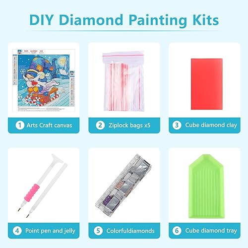 Miniatura 6 de SENQAO Kits de pintura de diamantes de gnomo para adultos, kits de arte de diamantes de Navidad 5D para principiantes, pintura de diamantes de gnomo