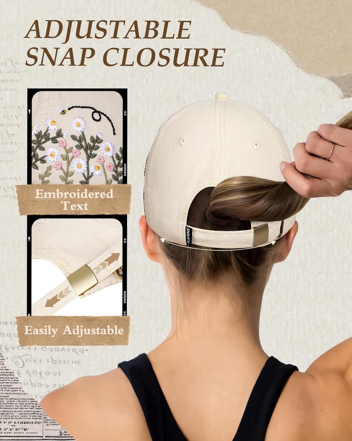 Flafens Womens Baseball Caps - Cute Baseball Hat Vintage Distressed Low Profile Embroidered Cotton Ladies Ball Ballcap - Image 4