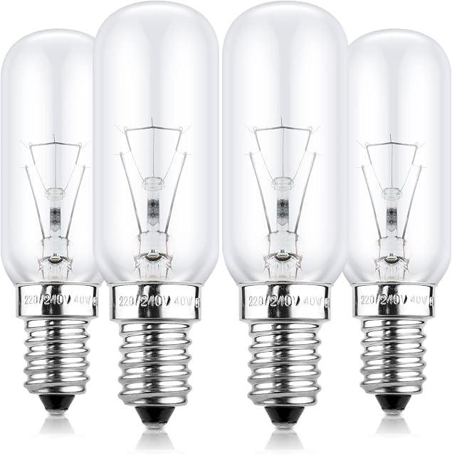 BROTOU [4 Pack] Dimmable T25 40W Cooker Hood Bulb, E14 SES 220V-240V 380LM 2700K Warm White Incandescent Bulbs for Extractor Fan, Sewing Machine, Refrigerator, Desk Lamp