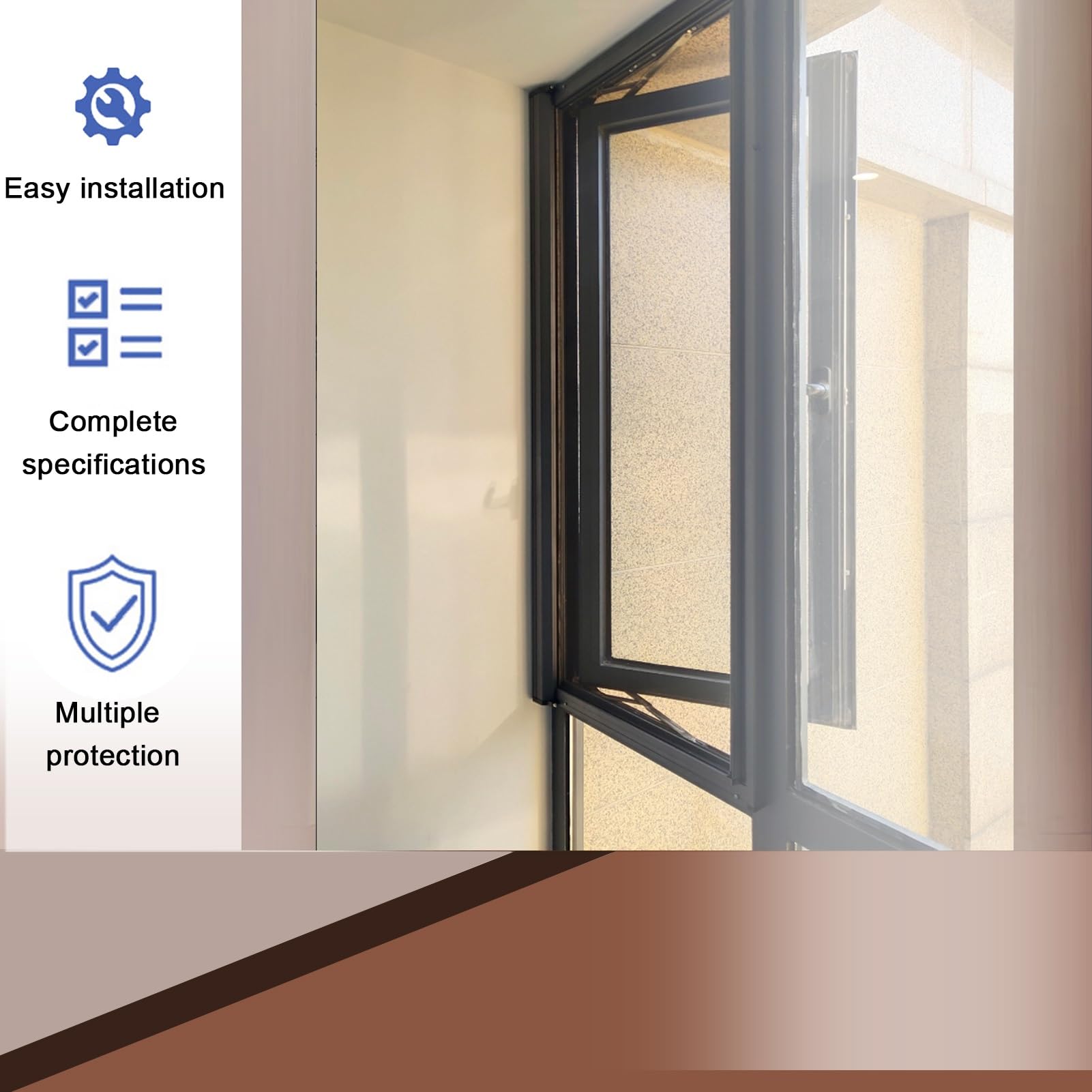 Finestra scorrevole, telaio in alluminio da incasso con vetro temperato, ideale per case dei giochi, capannoni, cabine, piccole case e garage (40 x 150 cm)