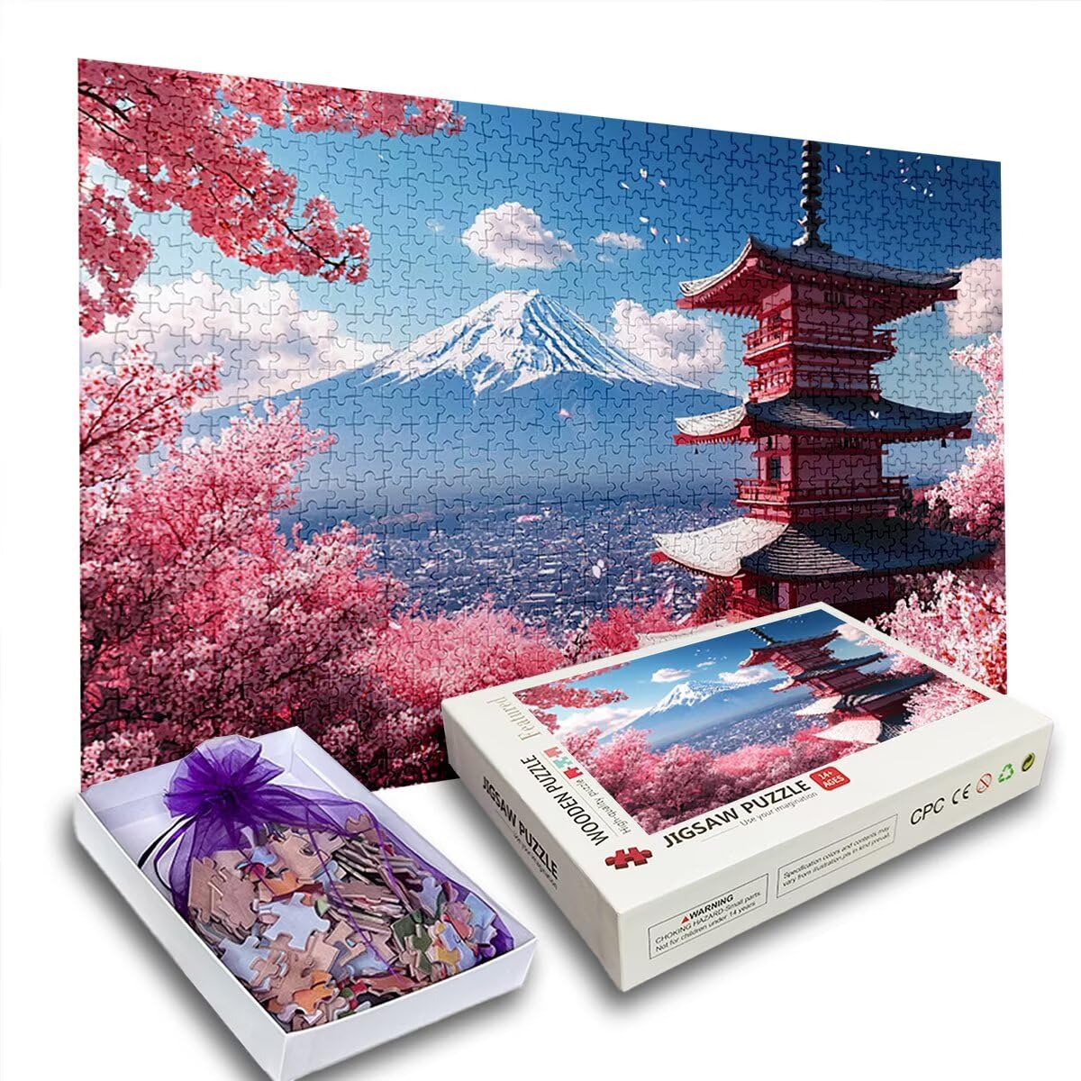 Puzzle 2000 sztuk dla dorosłych, japońskie puzzle dla dorosłych, trudne drewniane łamigłówki, grube i trwałe drewno, wymagające łamigłówki, Boże Narodzenie prezent dla kobiet mężczyzn, Motyw