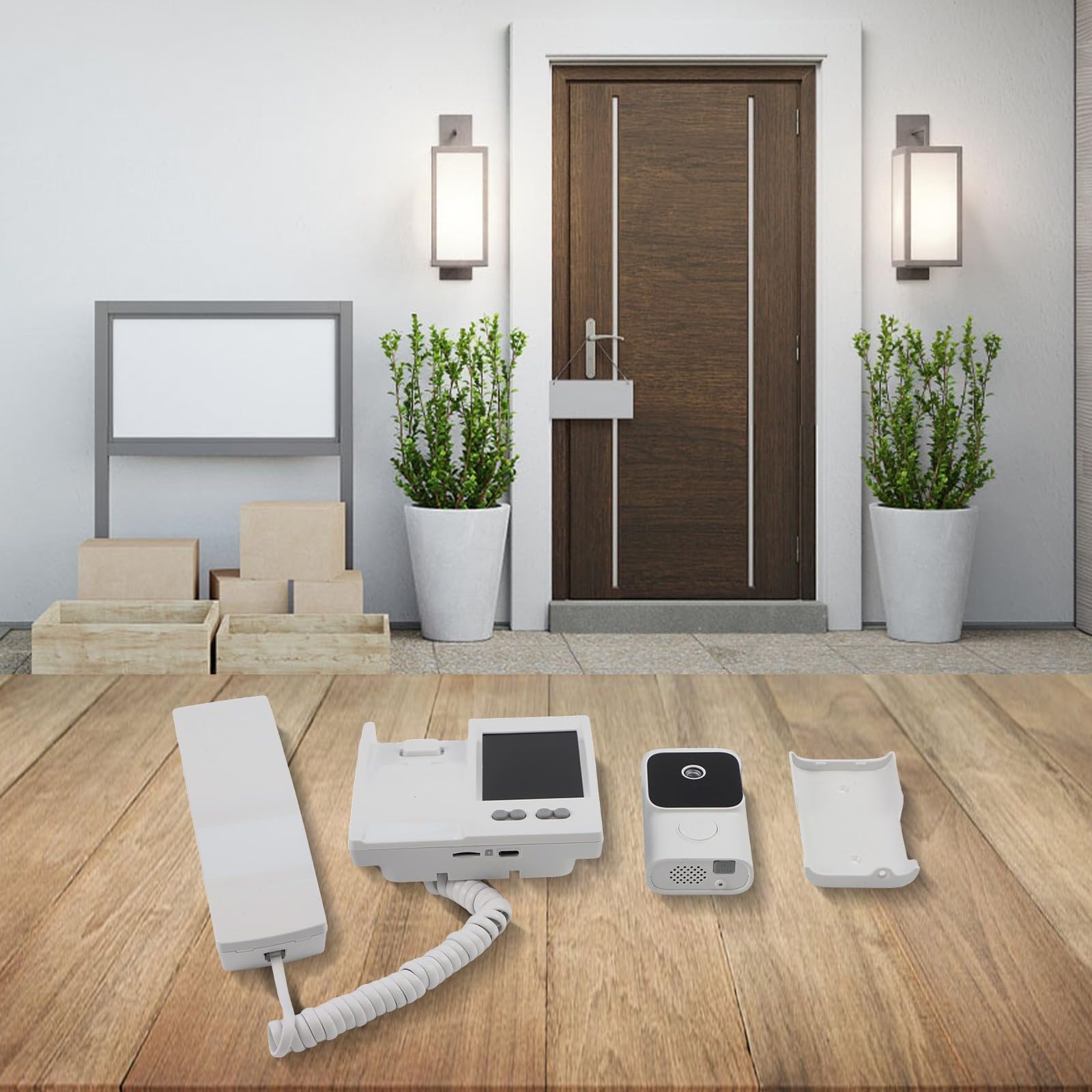 Intercomunicador inalámbrico para puerta con pantalla HD de 3 5 pulgadas, comunicación bidireccional e infrarrojos para seguridad en el hogar (blanco)