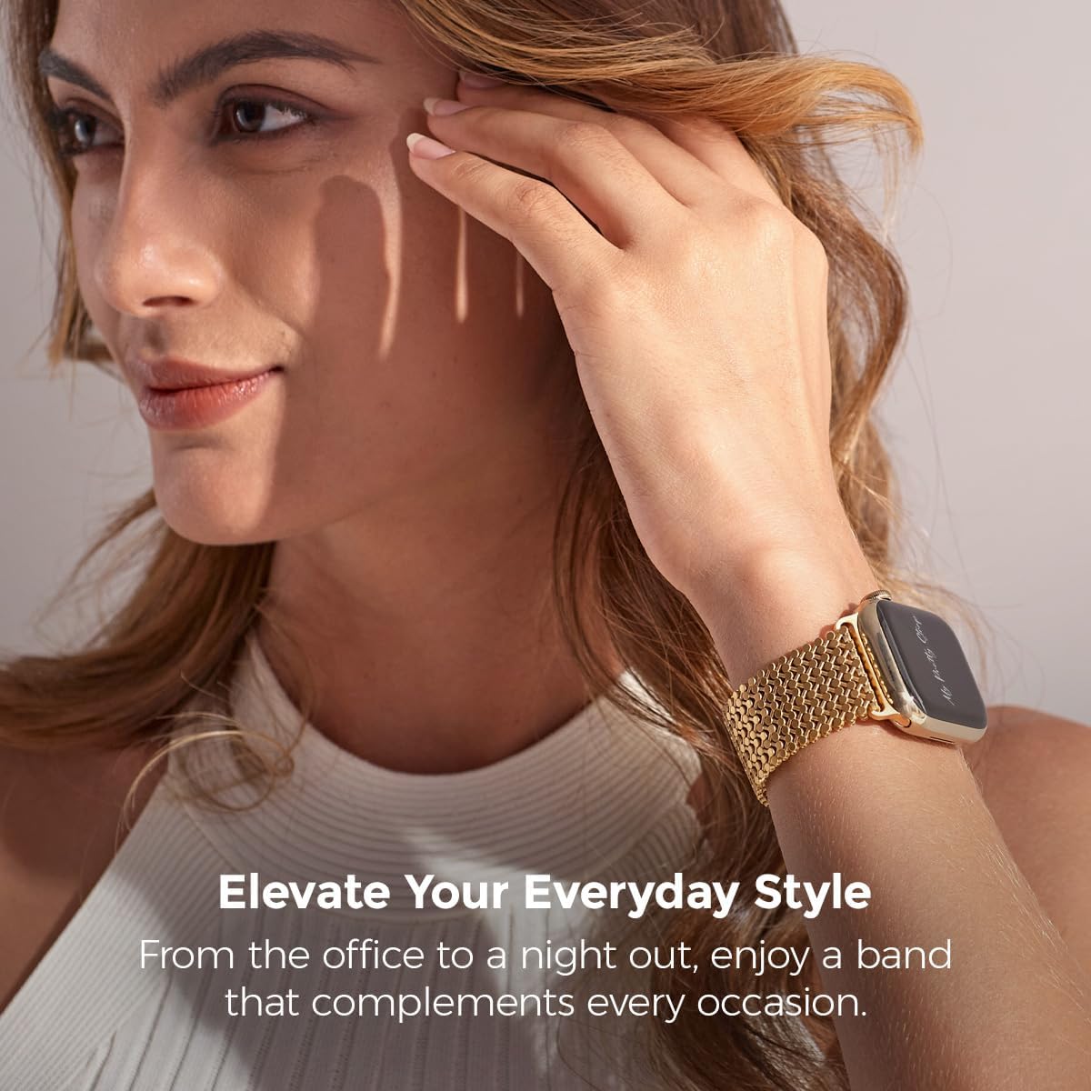 My Pretty Strap- Compatible Apple Watch Band - Stainless Steel iWatch Strap for Women- Adjustable Strap (5.4" - 9.4") - Series 1-11, SE & Ultra (38/40 41/42/44/45/49) - Gold, Silver -Jasmine