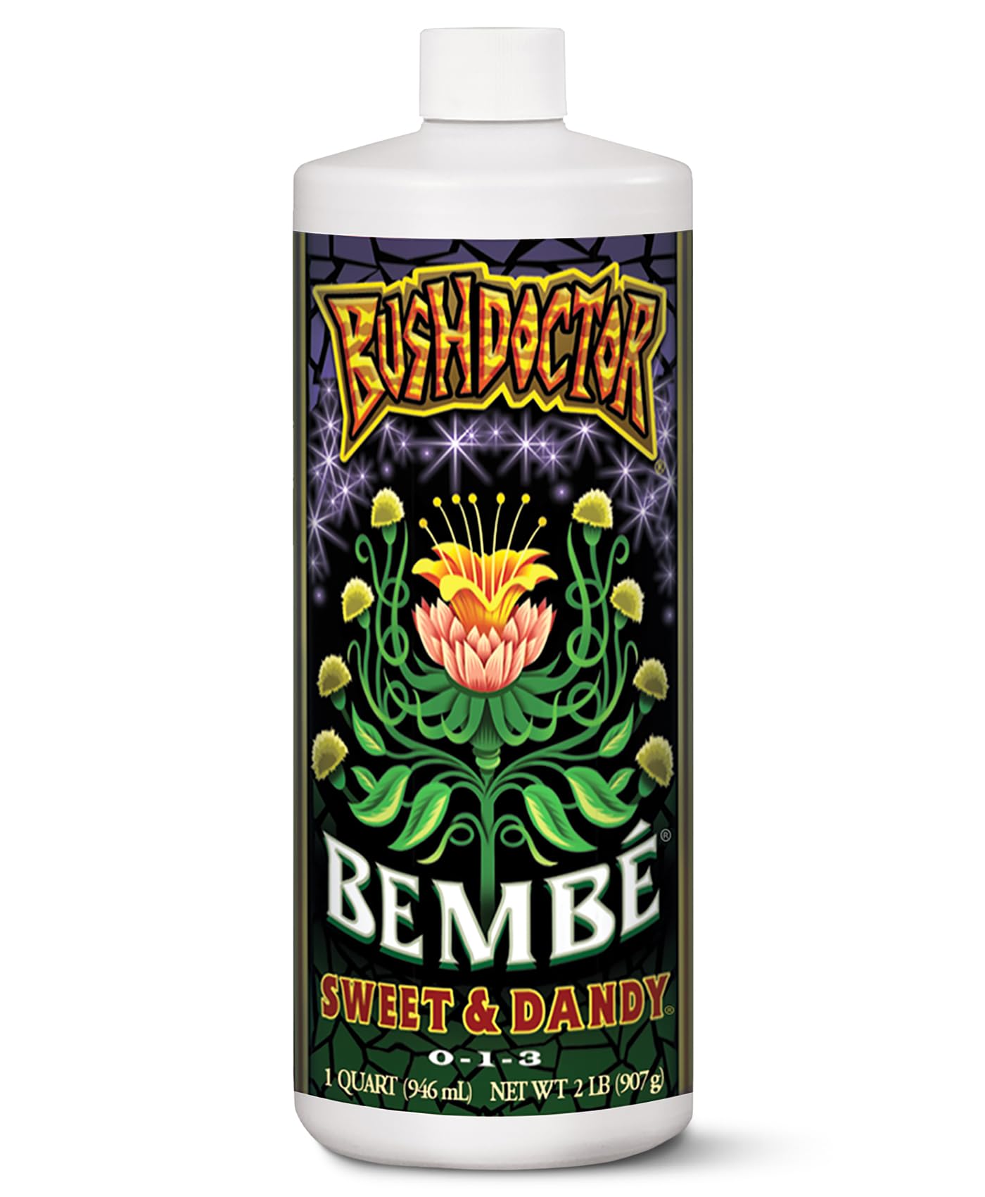 Bush Doctor Bembé Sweet & Dandy Liquid Plant Fertilizer - Boosts Plant Sweetness & Soil Microbes, Complex Nutrient Blend - 0-1-3 PK Fertilizer for In-Ground & Hydroponic Gardens - 1 Quart