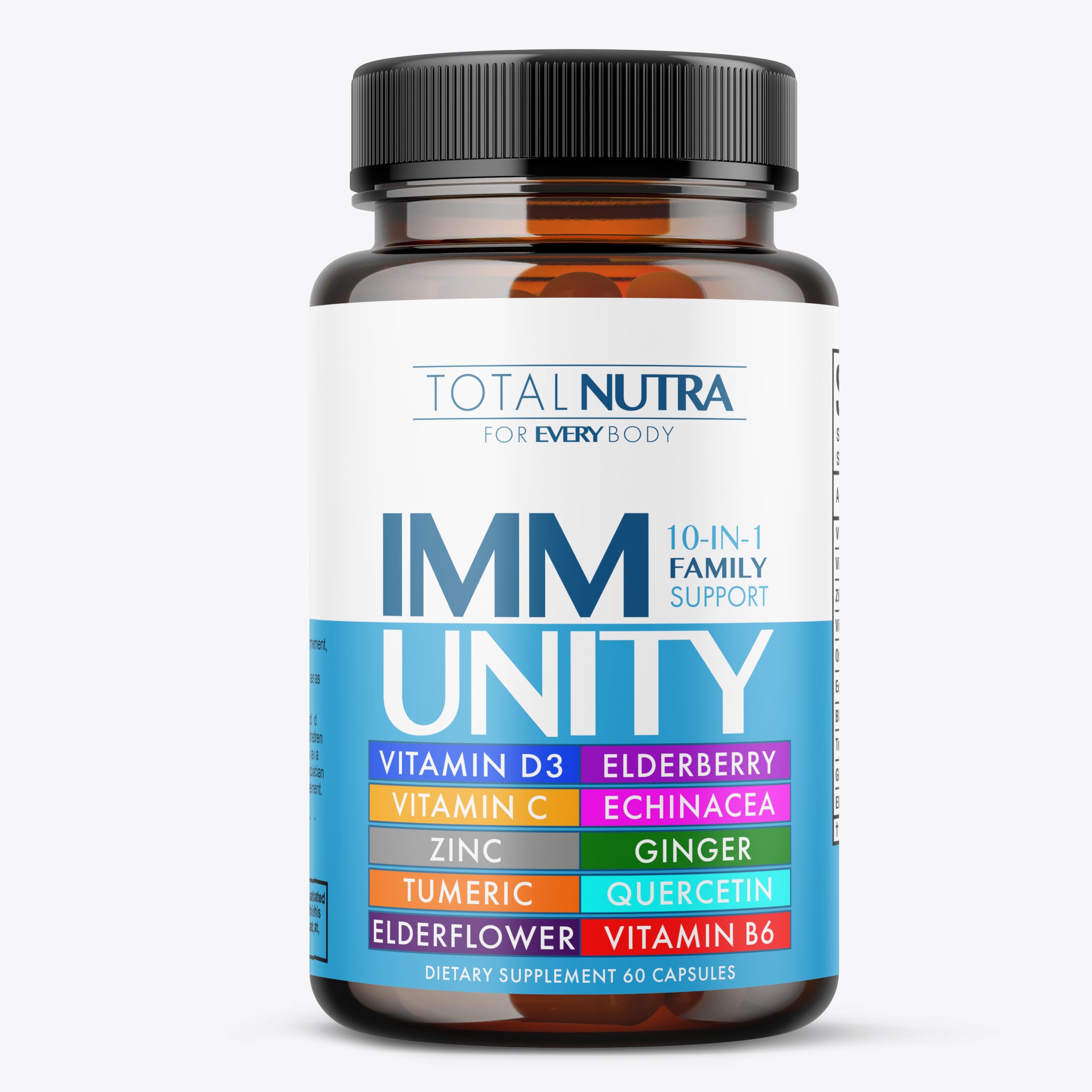 Total Nutra – Suplemento para a imunidade com vitamina C 1.000 mg, zinco 50 mg, vitamina D3 5.000 UI e vitamina B6 50 mg, 60 cápsulas