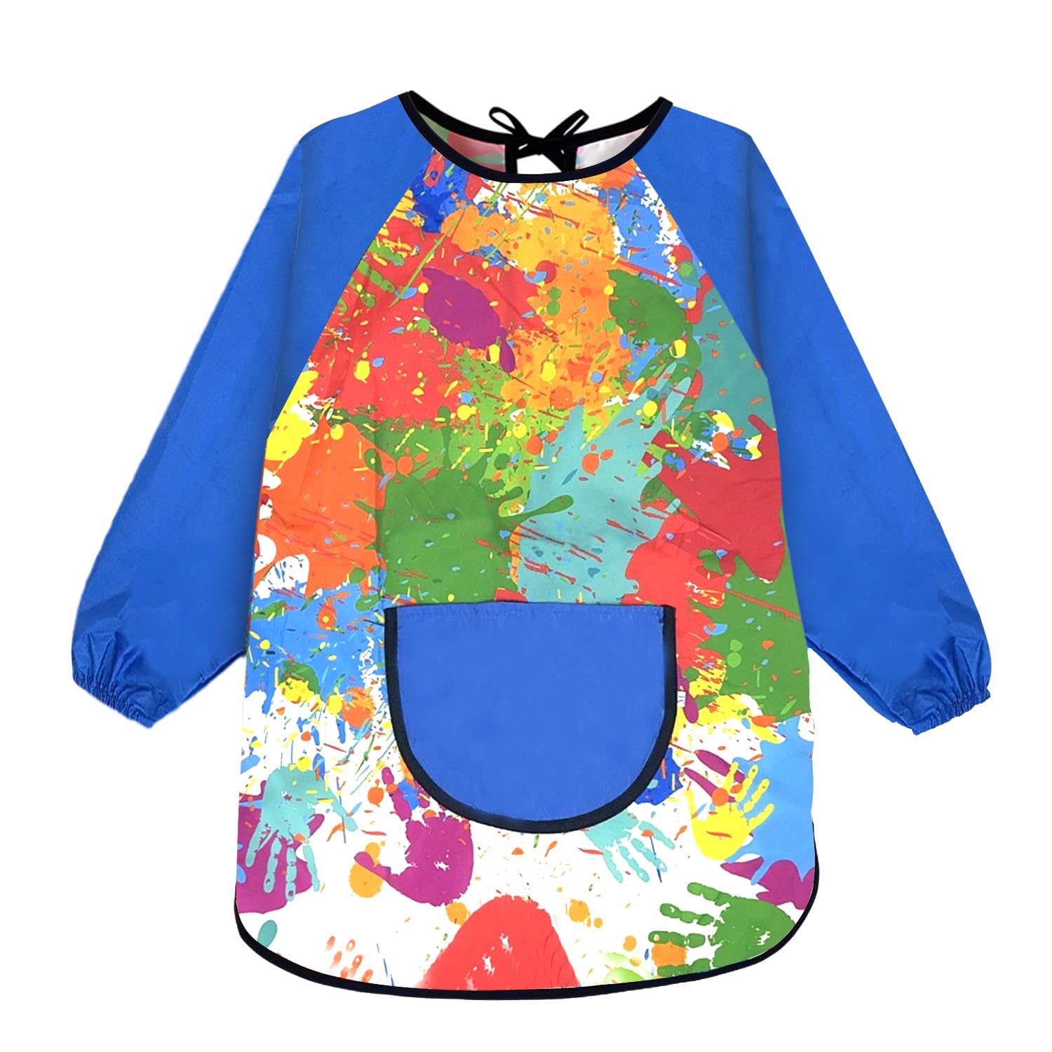LECTNORE Kids Painting Apron Waterproof Painting Apron Long Sleeve for Kids Children's Art Smock with Pockets for Painting Cooking Eating(Height 100-120cm,Blue sleeves)