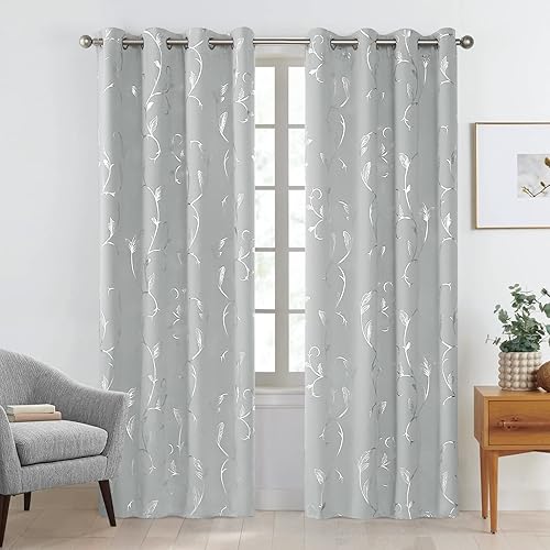 Miniatura 2 de BUHUA Cortinas opacas de 84 pulgadas de largo, con patrón de estampado de vid para oscurecer la habitación, cortinas y cortinas para sala de estar,