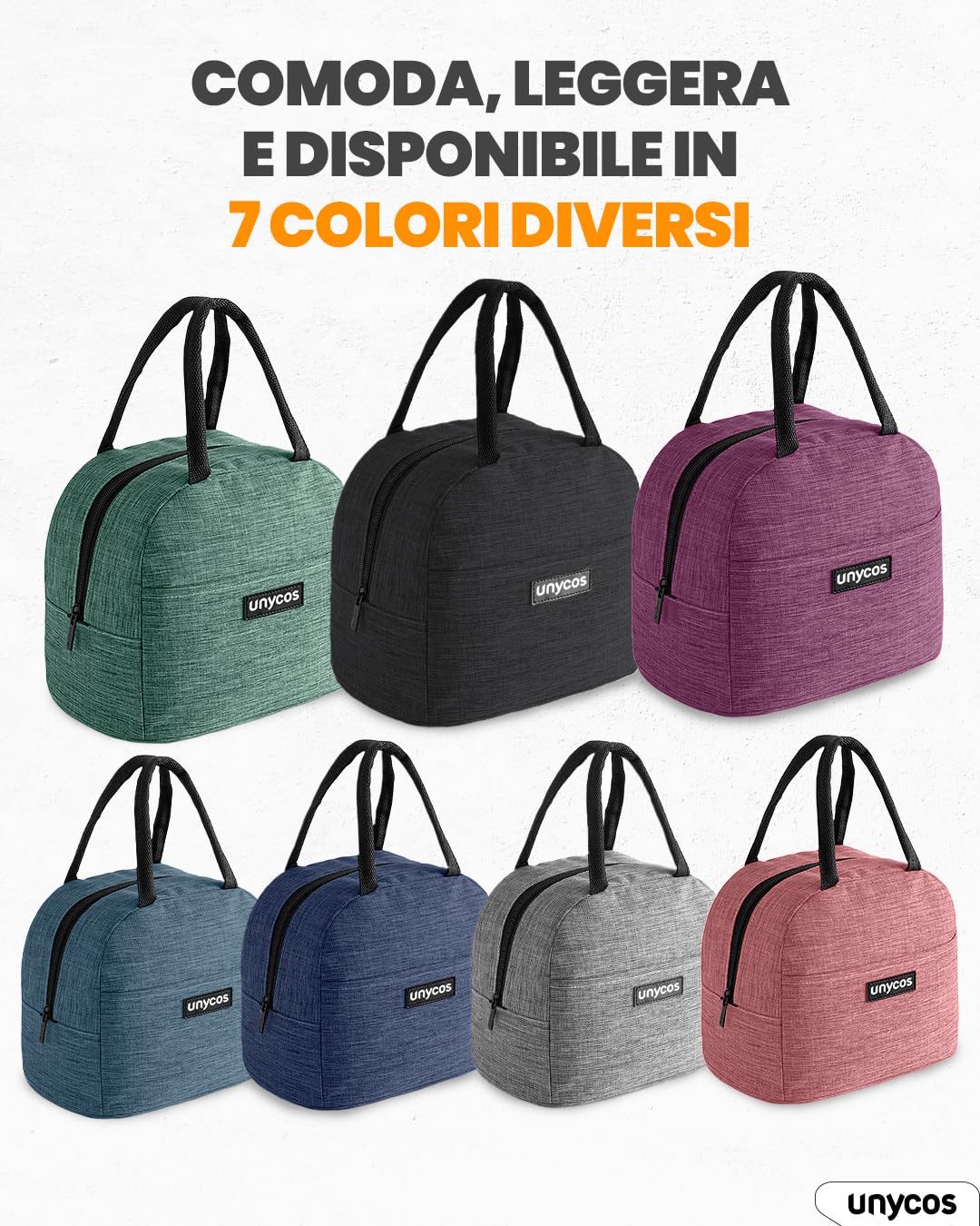 unycos - Borsa Termica 7L Manutenzione di Freddo e Caldo per Uomo/Donna/Bambino, Borsa Frigo Impermeabile Interno in Alluminio, Facile da Pulire, Lunch Box Leggera e Portatile (Viola)