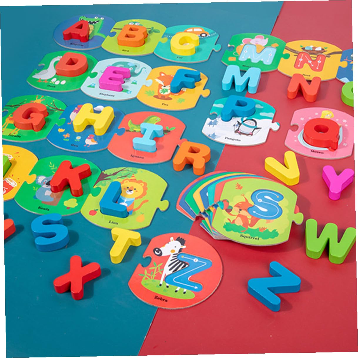 Educativo de Madera para Tarjetas de Letras Inglesas Rompecabezas Seguro y Pulido para Aprendizaje del Abecedario y Desarrollo de Inteligencia Preescolares