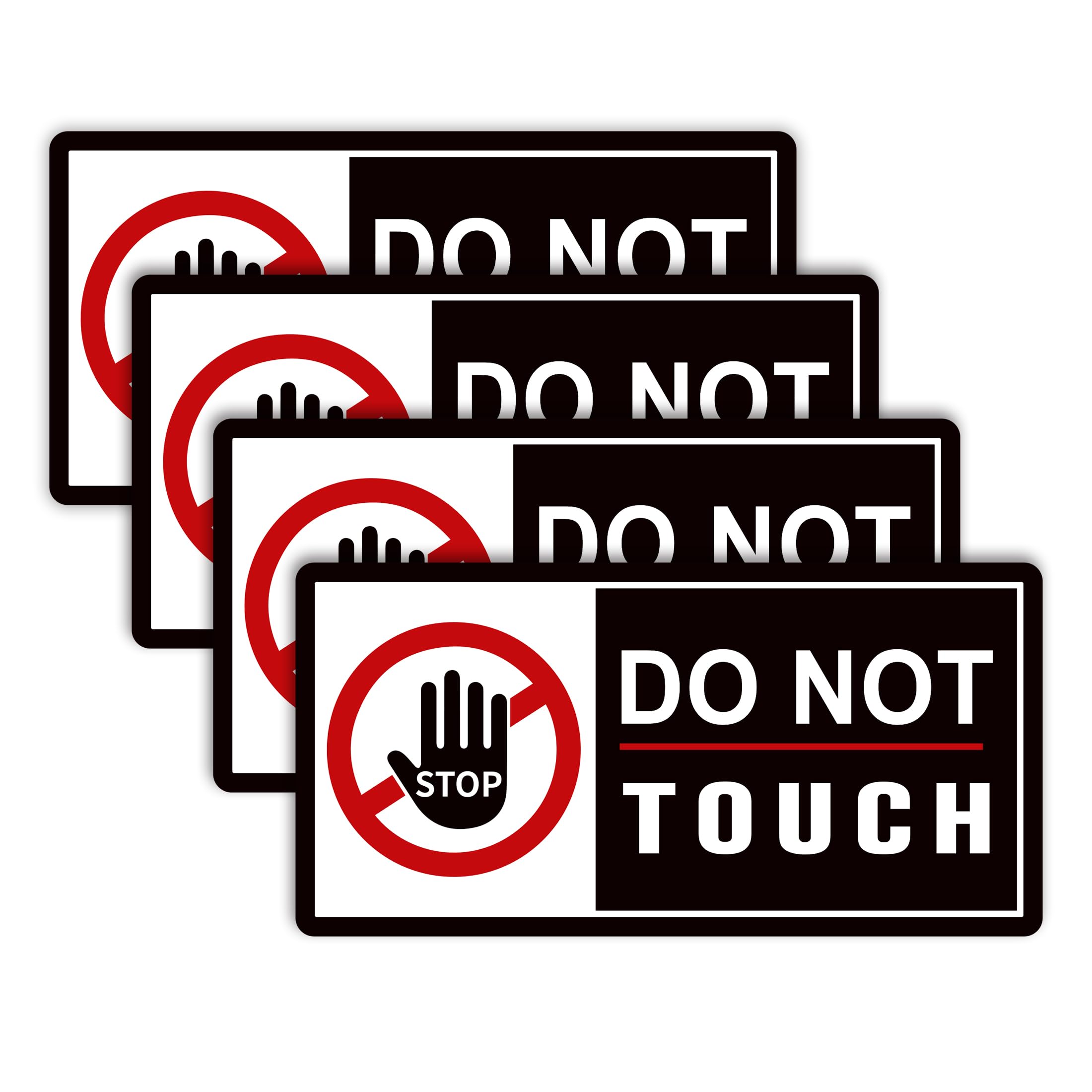 4 PCS Do Not Touch Warning Sign Stickers,Self Adhesive Durable Stop Do Not Use Hand Decal for Home, Office, Wall, Cars, Laptops, Bottles, Toolbox