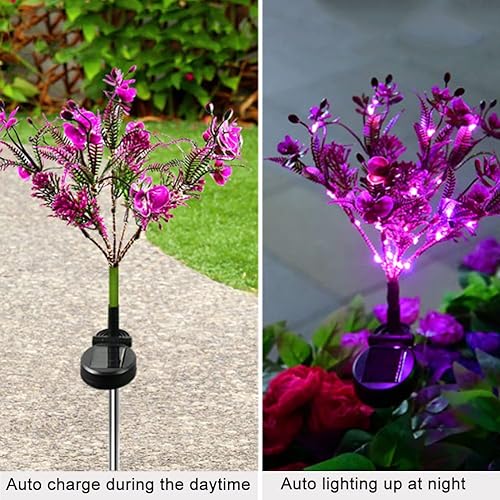Miniatura 4 de Aolyty Luces solares decorativas para jardín al aire libre, paquete de 2 luces solares Phalaenopsis de flores, impermeables, IP65, luces solares en