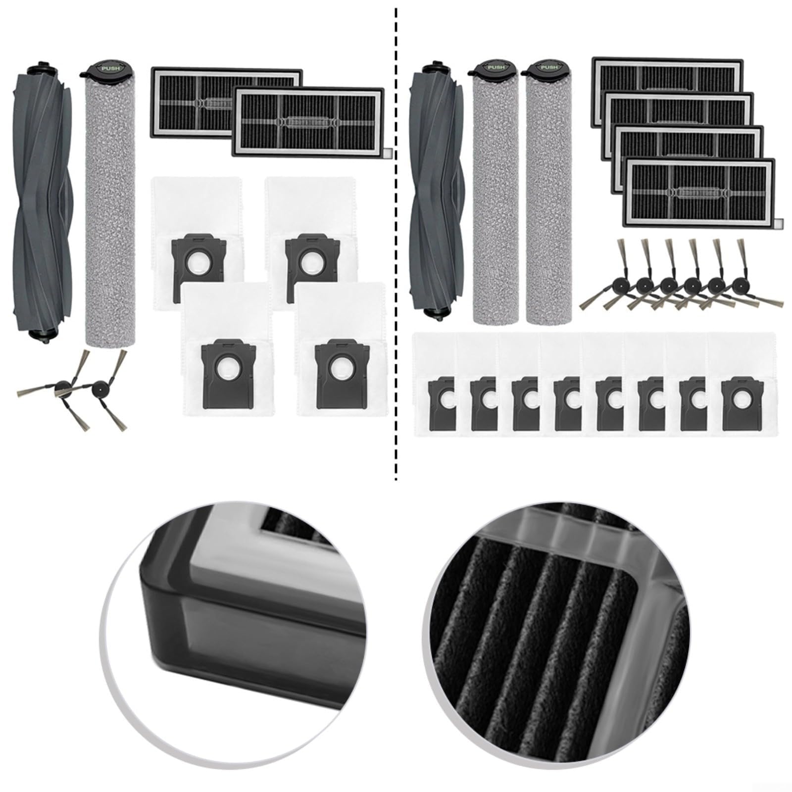 Kit de paño de repuesto para fregona con filtros laterales y rodillos, almohadillas de fregona, bolsas de polvo para robot aspirador MOVA S70 S70 Ultra S70 Pro (B)