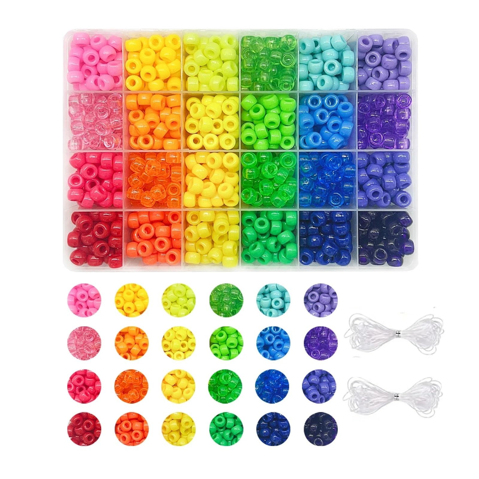 Maryear Bracelet Making Kit Pony Beads for Friendship Bracelet Making Kit 24 Colors Kandi Set, 720pcs Plastic Rainbow Bulk and 980pcs Letter wit(24 Colors 720pcs)