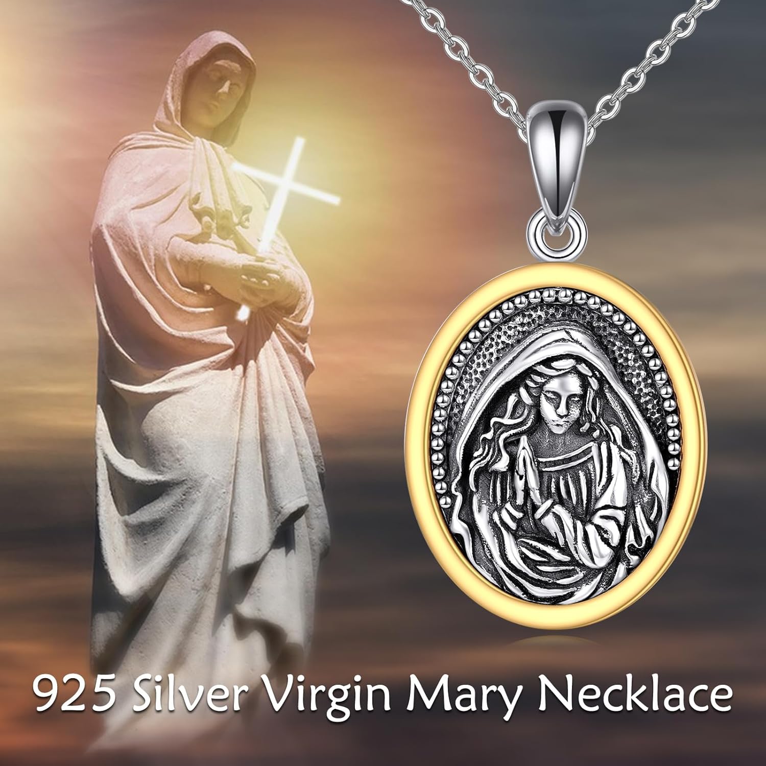 AXELUNA Guadalupe Necklace Sterling Silve Virgen De Guadalupe Medal Pendant Catholic Amulet Jewelry - Image 6