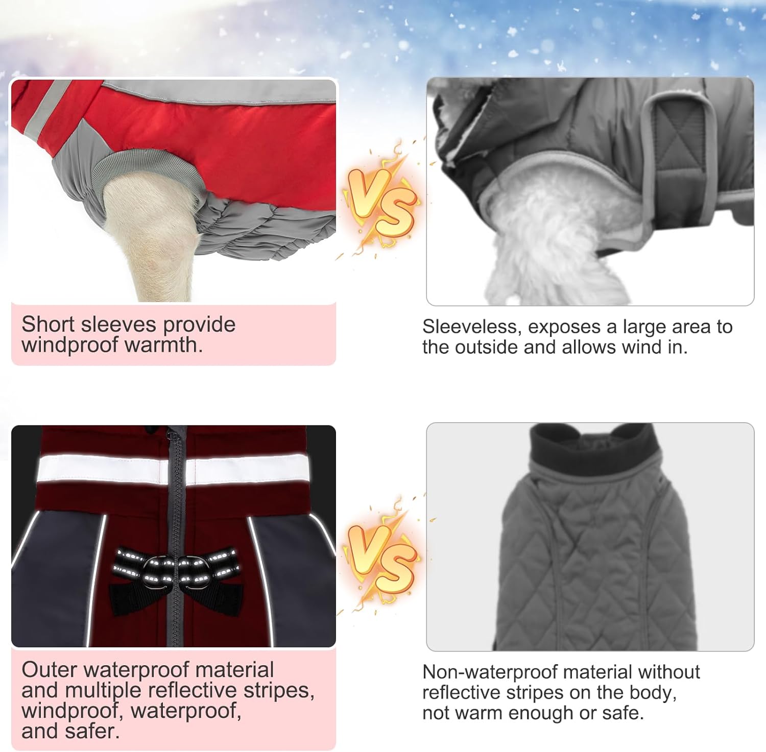 BEAUTYZOO Warm Winter Coat with Harness, Waterproof Dog Jacket, Windproof Reflective Fleece Puffer Vest, Winter Dog Clothes Outfit for Cold Weather, Red Large