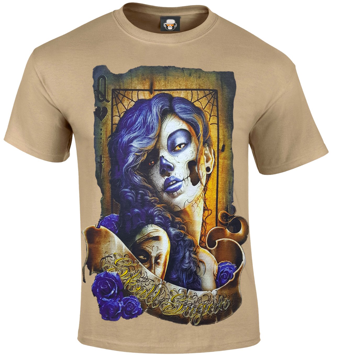 Trend Gear Unisex Tan Skull Sugar T-Shirt/Tattoo/Mexican/Sugar Skull/Doll/Biker/Goth/Rock/Gift/Top/Tee (, M)