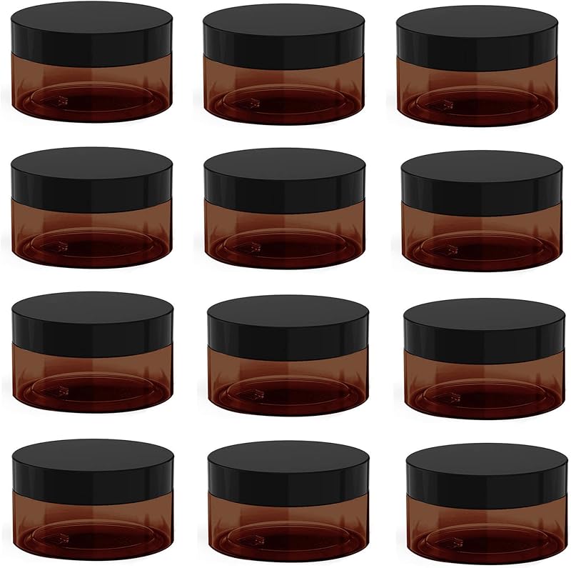 BallHull Frascos Cosméticos de Plástico Âmbar com Tampa Rosqueável, 120 mL, Pacote com 12