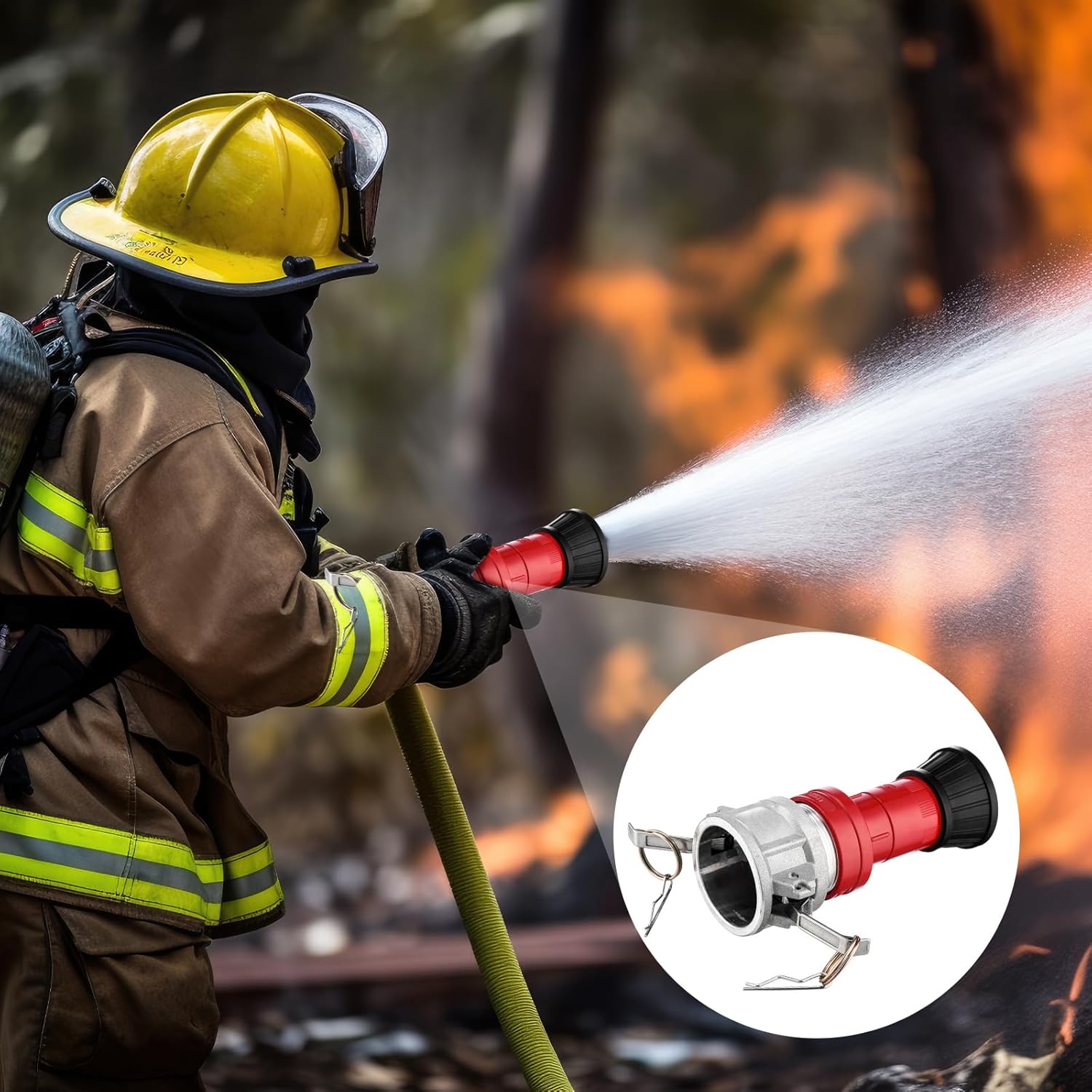 2 Fire Hose Nozzles Npsh/Npt Heavy-duty Industrial hose jet nozzle Thermoplastic Equipment Spray Fog with Aluminum Female and Male Aluminum Camlock Fitting for garden pool(2 Inches)