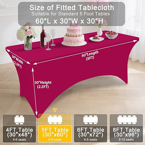 Miniatura 145 de Smiry Paquete de 2 manteles de elastano de 6 pies, elásticos ajustables, lavables y sin arrugas, rectangulares para mesa de patio, para exteriores,