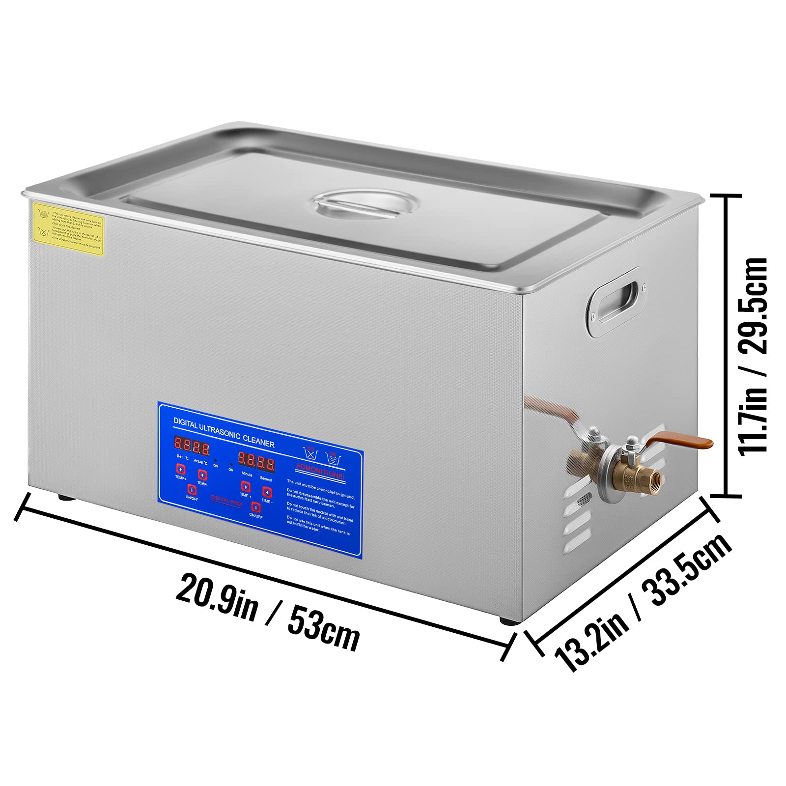 VEVOR Limpiador ultrasónico, 22L Limpiador Ultrasonidos Profesional de Acero Inoxidable, 480W Máquina de Ultrasonido con Temporizador Digital, Temperatura Ajustable, para Joyas, Relojes, Laboratorio