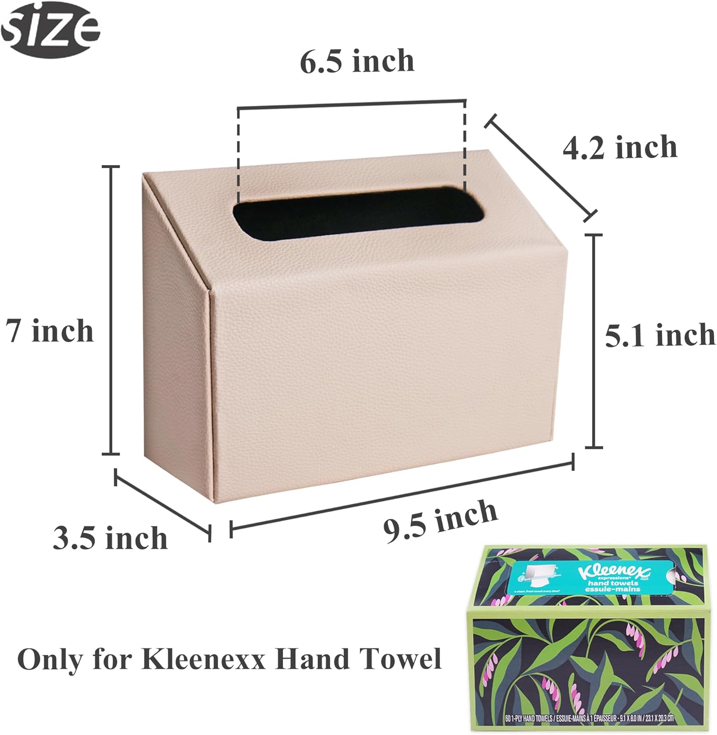 QIELIZI Hand Towels Box Cover,PU Leather Tissue Box Cover Holder Compatible with Kleenex Disposable Paper Hand Towels Suitable for Dining,Kitchen,Bathroom(1-Lychee Grey)