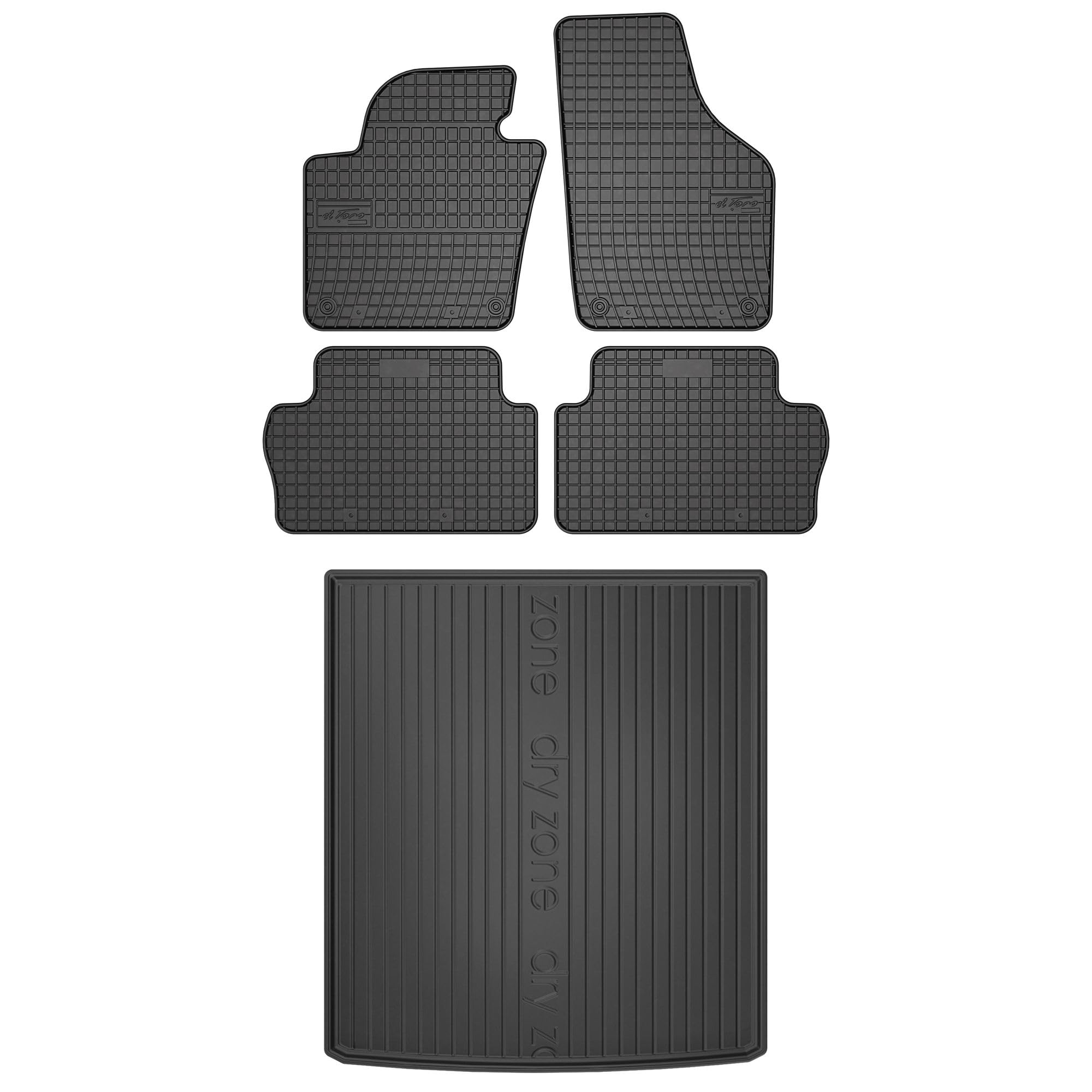MOTOS Set de alfombrillas de goma y alfombrillas de maletero para Volkswagen Sharan II 2010-2022 Mejora la comodidad de tus viajes con la alfombrilla antideslizante para coche ElToro- alfombrillas par