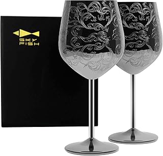 SKY FISH Stainless Steel Wine Glasses, 480 ml Luxury Wine Go