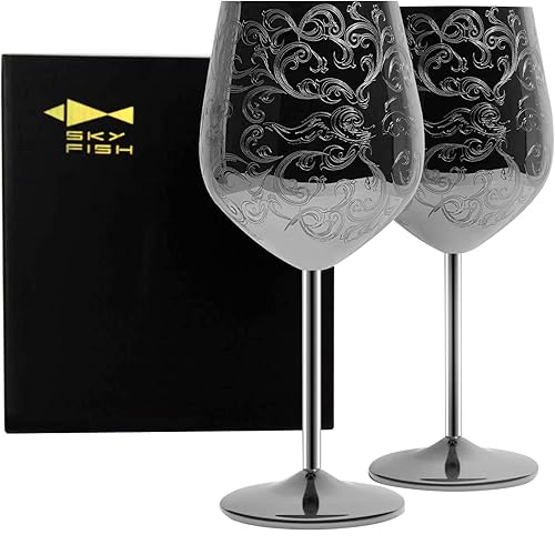 Sky Fish Black Baroque Wine Goblets