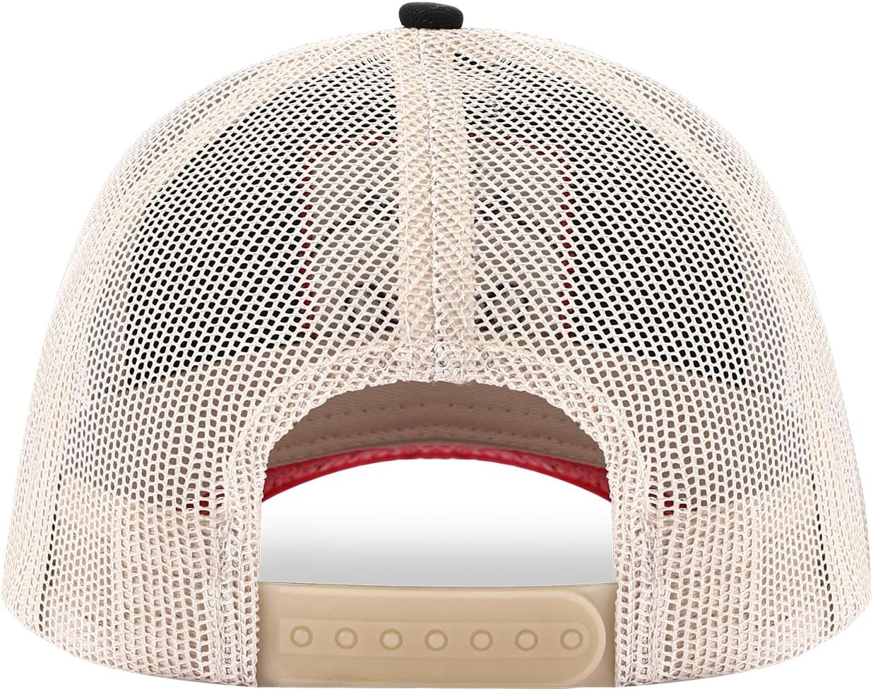 Keep on Truckin' Funny Embroidered Patch Trucker Hat, Retro Vintage Baseball Cap for Men & Women, Breathable Mesh Snapback, Black/Red/White, for Truck Drivers