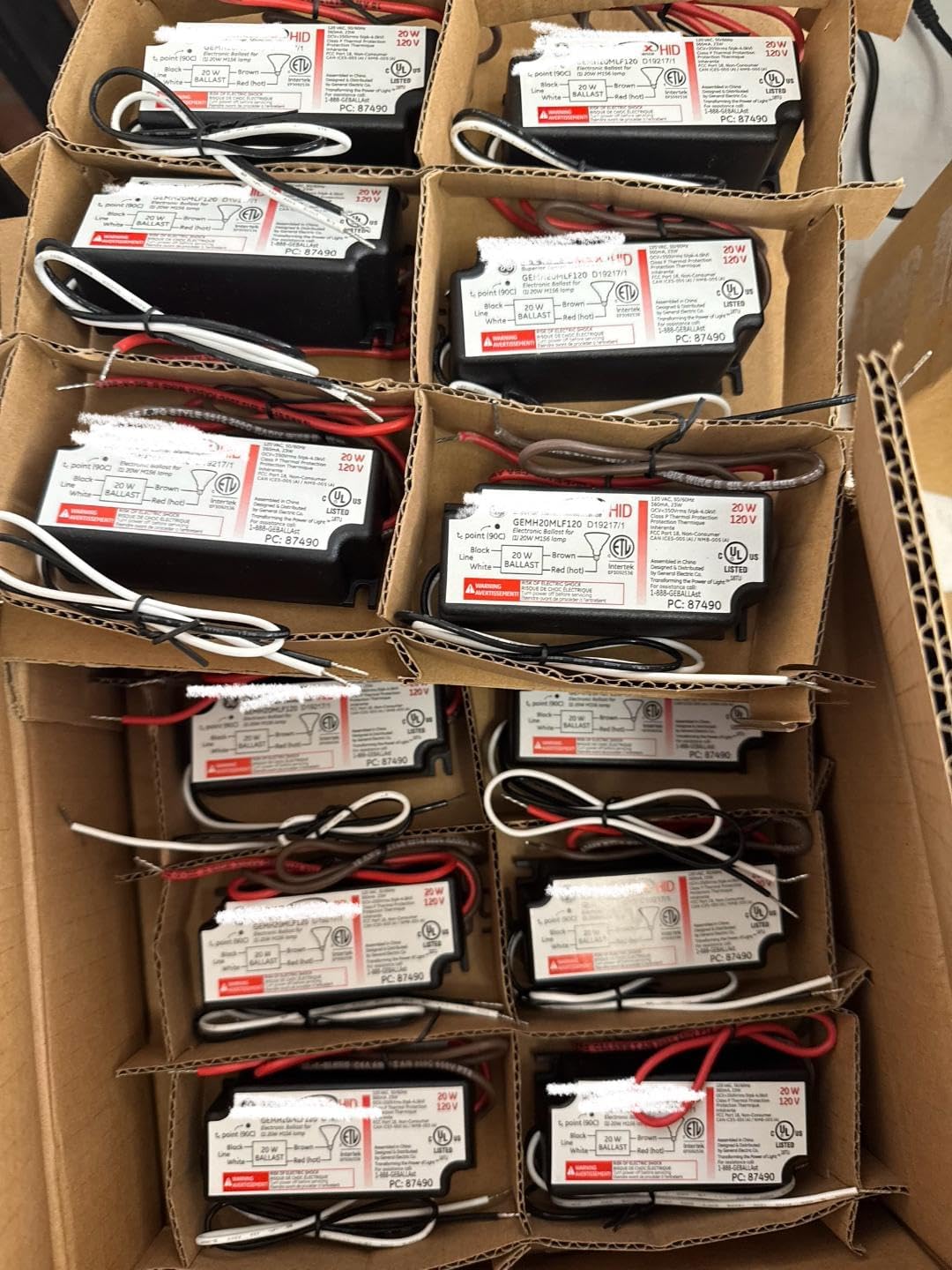 12 Pieces Compatible W/Replacement for GE 87490 GEMH20-MLF-120 UltraMax e-HID Metal Halide Electronic Ballast 20W 120V For One 20W M156 Metal Halide Lamp Wattage 20W 3.7" x 1.6" x 1"
