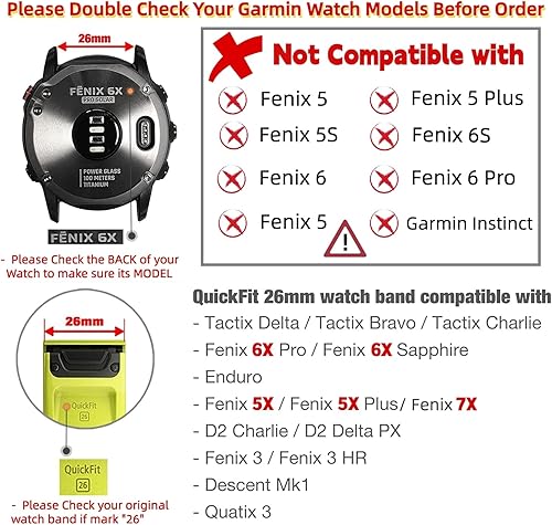 Miniatura 10 de Correa deportiva de nailon de 1.024 in para Garmin Fenix 5X, duradera, cómoda y fácil de ajustar