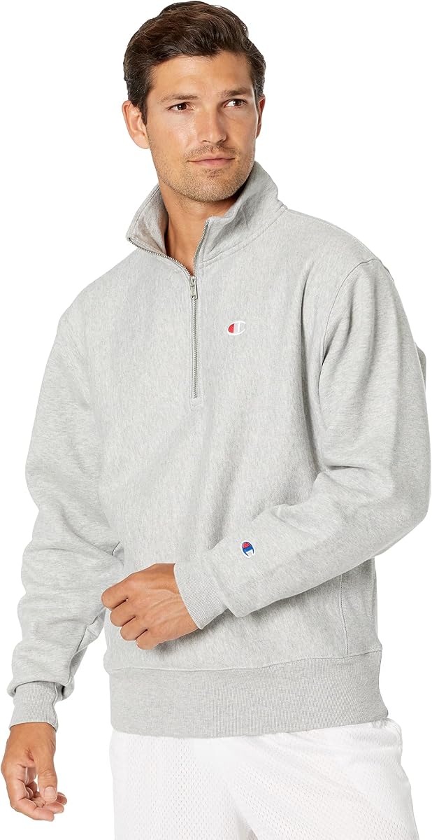 Jersey con cremallera de 1/4 de tejido inverso para hombre