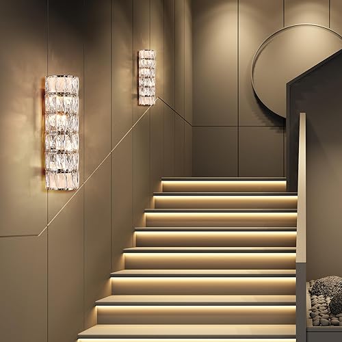Miniatura 7 de Apliques de pared de cristal, modernos y lujosos, lámpara de pared cromada para interiores, lámpara de tocador de cristal, elegante iluminación de