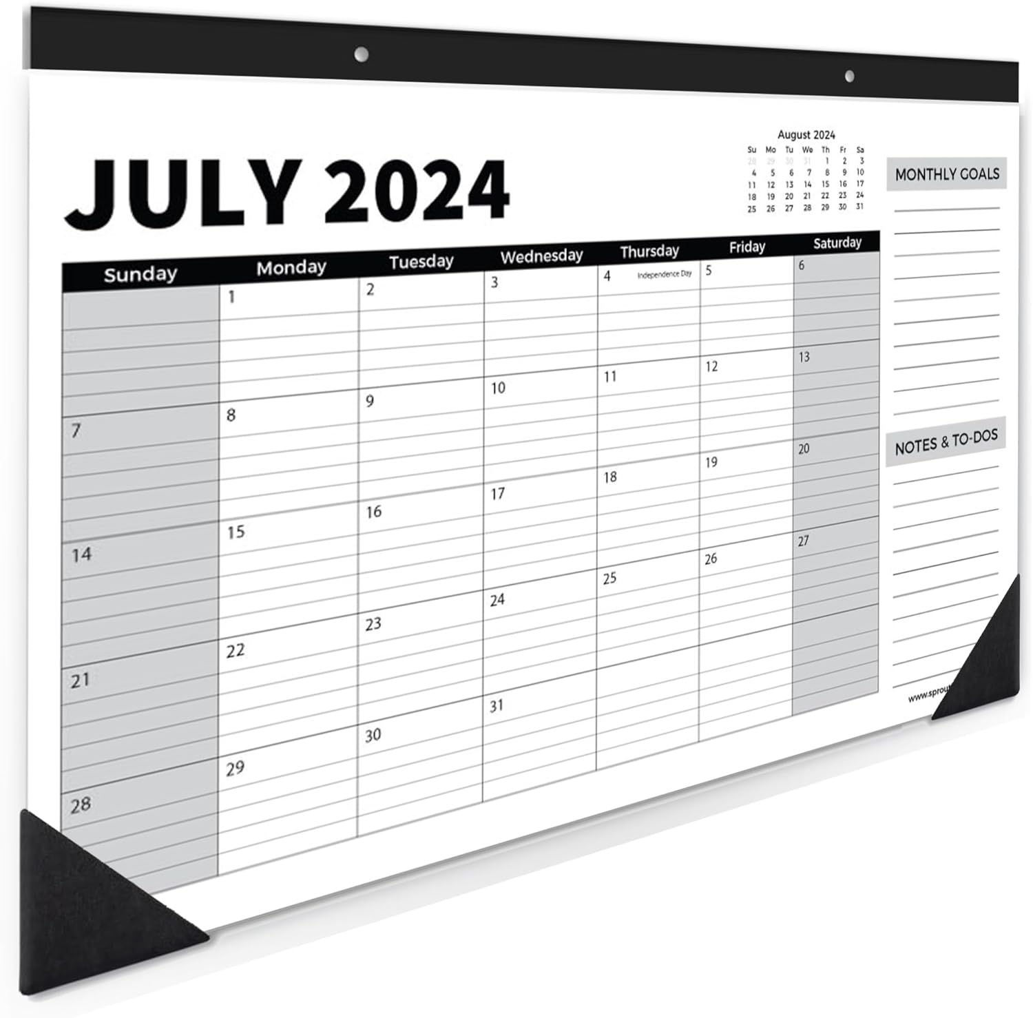 Sproutbrite 18 Month Calendar - Desk Calendar 2024-2025 - 17" x 11.5" - Desktop Monthly Planner with To-Do List and Notes, Home, Office Desk Calendar (July 2024) Jul 2024 1 Pack