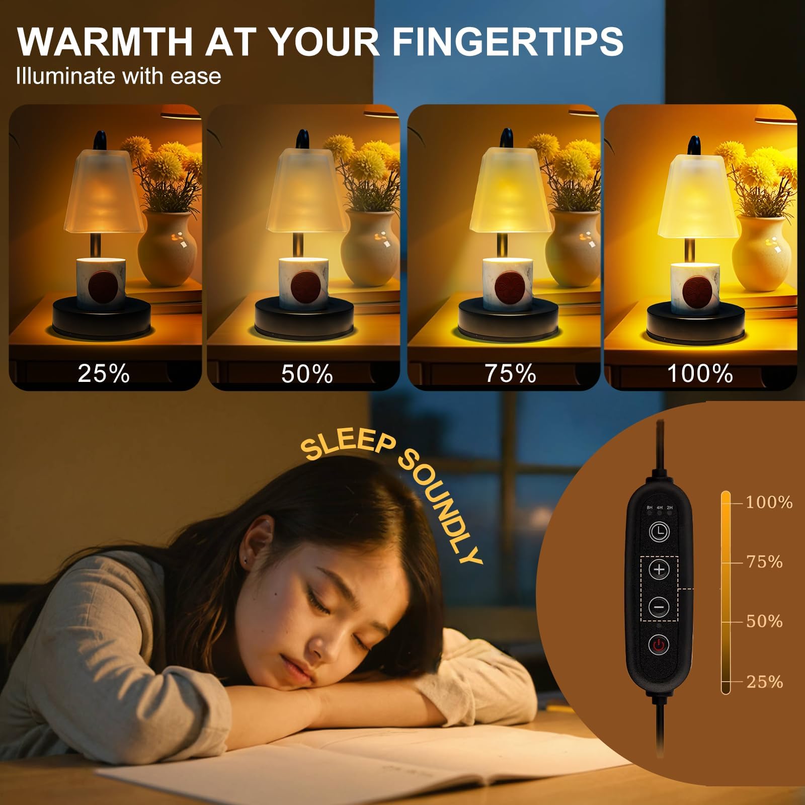 QUIGO Kerzenwärmer Lampe für Duftkerze im glas, Candle Warmer Lamp Home Decoration Dimmbare Kerzen mit Timer Lampe Schlafzimmer, Elektrische Table Lamp Bedside Mama Geschenk Freundin