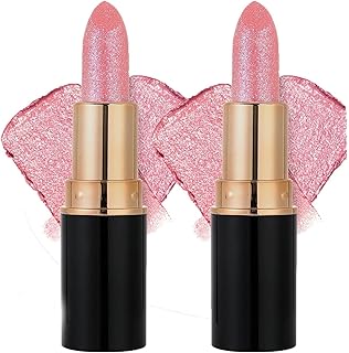 2 lápices labiales con purpurina de diamante,...