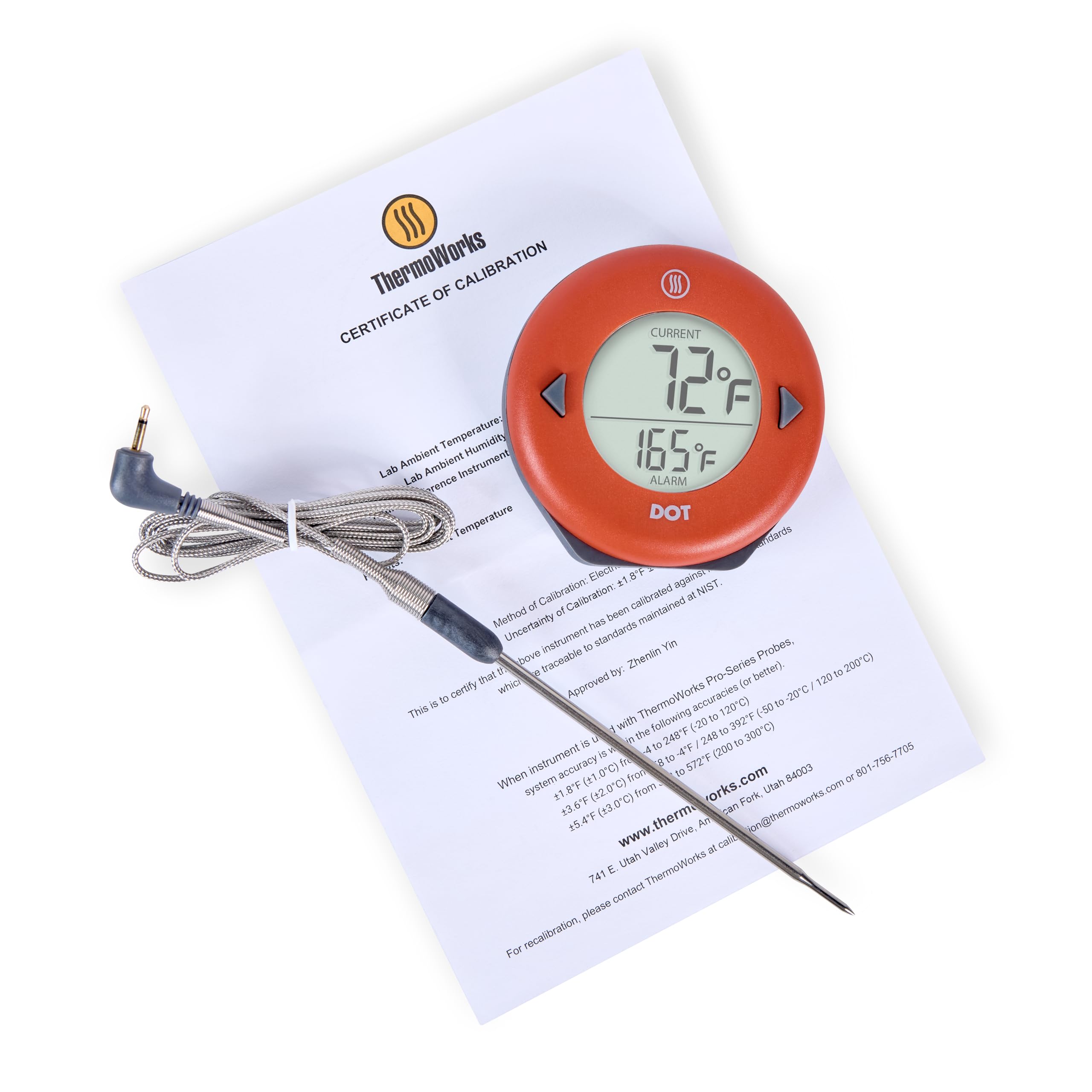ThermoWorks DOT – Chefs' Favorite Simple Alarm Thermometer (Cayenne Pepper Red)